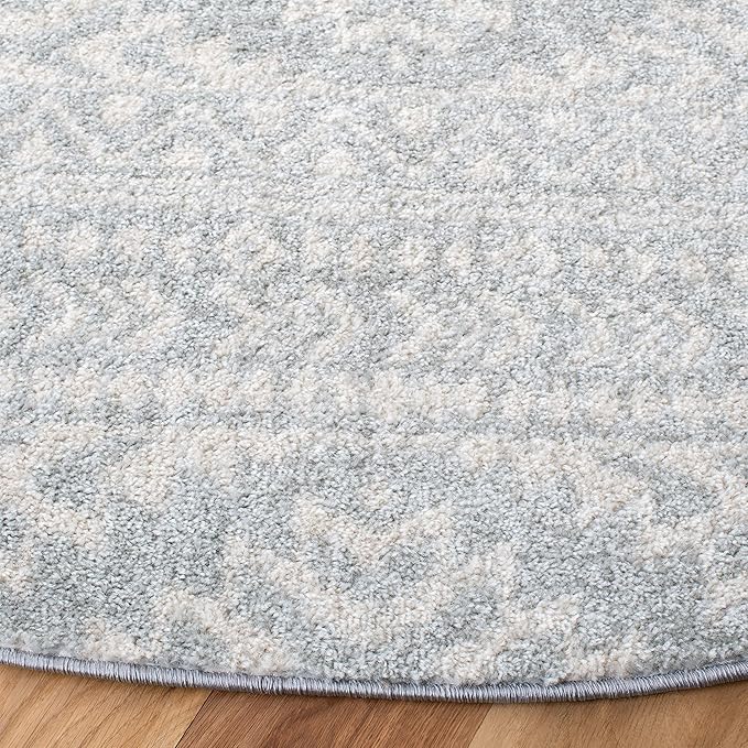 SAFAVIEH Tulum Collection Area Rug - 6'7" Round, Light Grey & Ivory, Moroccan Boho Tribal Design, Non-Shedding & Easy to Clean, Ideal for Living Room, Bedroom, Dining Space (TUL272F)