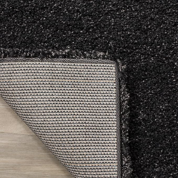 SAFAVIEH Milan Shag Collection Area Rug - 7' Square, Dark Grey, Solid Design, Non-Shedding & Easy Care, 2-inch Thick Ideal for High Traffic Areas in Living Room, Bedroom (SG180-8484)