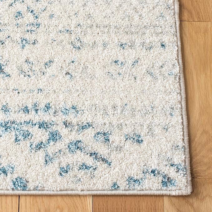 SAFAVIEH Tulum Collection Runner Rug - 2' x 7', Ivory & Turquoise, Moroccan Boho Tribal Design, Non-Shedding & Easy to Clean, Ideal for Living Room, Hallway, Foyer, Entryway, Bedroom (TUL272E)