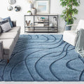 SAFAVIEH Florida Shag Collection Accent Rug - 3'3" x 5'3", Light Blue & Blue, Non-Shedding & Easy Care, 1.2-inch Thick Ideal for High Traffic Areas in Entryway, Living Room, Bedroom (SG471-6065)