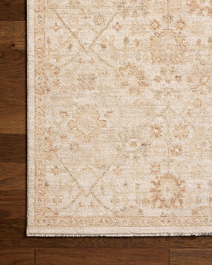 Loloi Chris Loves Julia Palma Collection PLM-04 Natural/Spice 7'-10" x 10' Area Rug Vintage Style Boho Living Room Bedroom Carpet