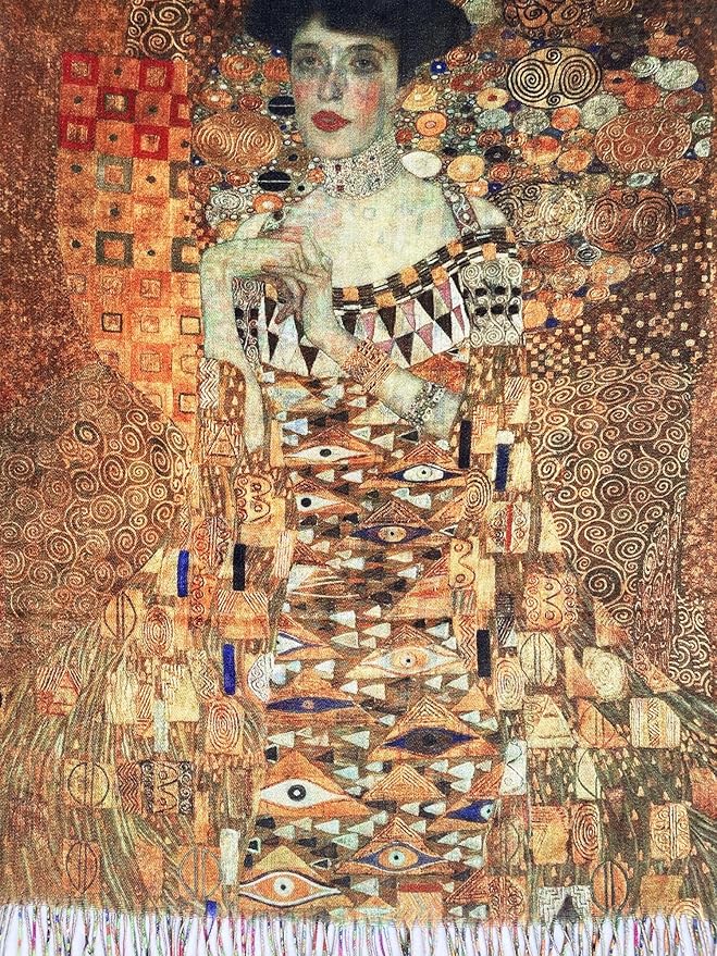 VENVSBEE Reversible Scarf Soft Large Shawl Wrap Blanket Double Sided Art Print Warm Pashmina Stoles Klimt Van Gogh Gifts