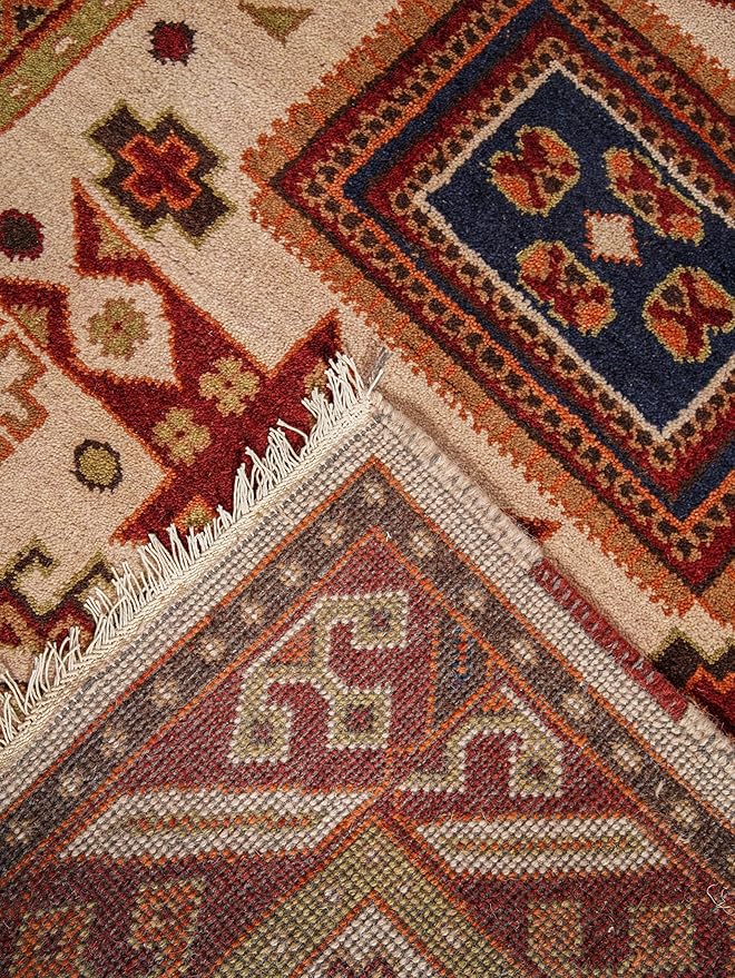 Hand Knotted Wool & Silk ECO-Friendly Oriental Area Rugs - 3'x5', Rectangle Shape, Cream Burgundy Color, Classic Oriental Traditional, Medium Pile Handmade Area Rugs (AF0102)