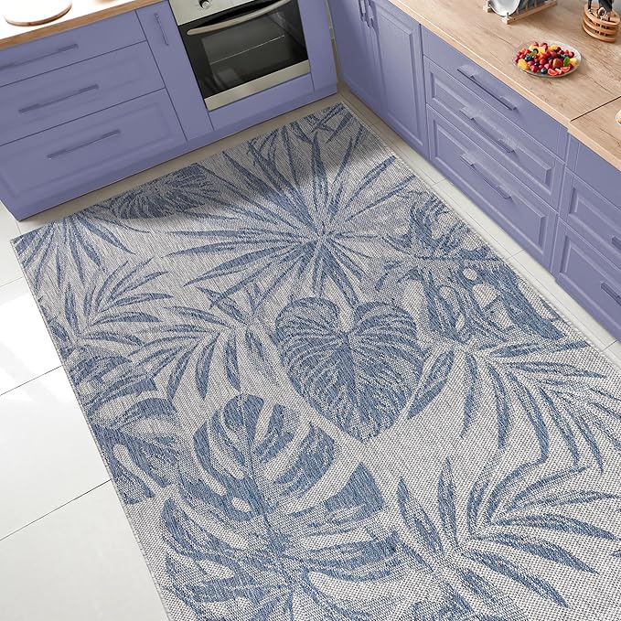 Keen Home Design Terrace Outdoor Area Rug - 4x6 Washable Indoor/Outdoor Rug for Patio, Kitchen, Balcony, Beach, Garden, Deck and Porch, Size: 3'10"x5'7"