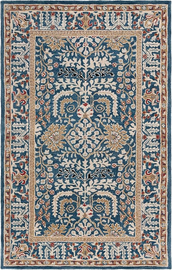 SAFAVIEH Antiquity Collection X-Large Area Rug - 11' x 15', Dark Blue & Multi, Handmade Traditional Oriental Wool, Ideal for High Traffic Areas in Living Room, Bedroom (AT64B)