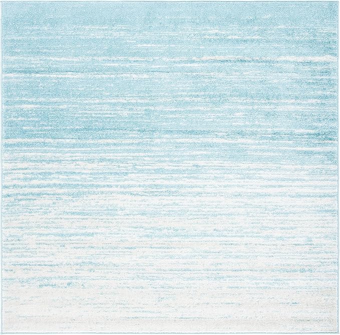 SAFAVIEH Adirondack Collection Area Rug - 4' Square, Aqua & Ivory, Modern Ombre Design, Non Shedding & Easy to Clean, Ideal for Living Room, Bedroom, Office, Dining Space (ADR113J)