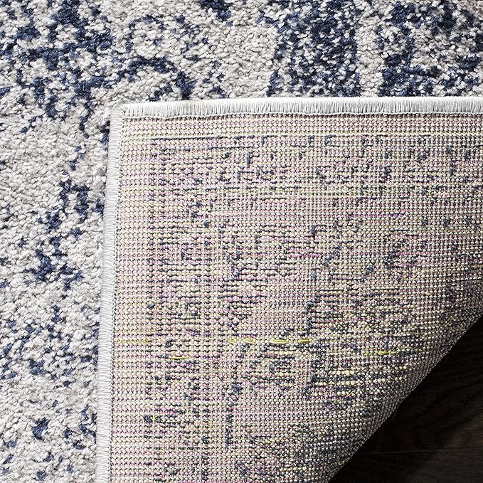 SAFAVIEH Area Rug 10x14 - Adirondack Collection - Large - Grey & Navy, Distressed Vintage Floral Design, Non-Shedding & Easy to Clean, Ideal for Living Room, Bedroom, Dining Space (ADR109P)