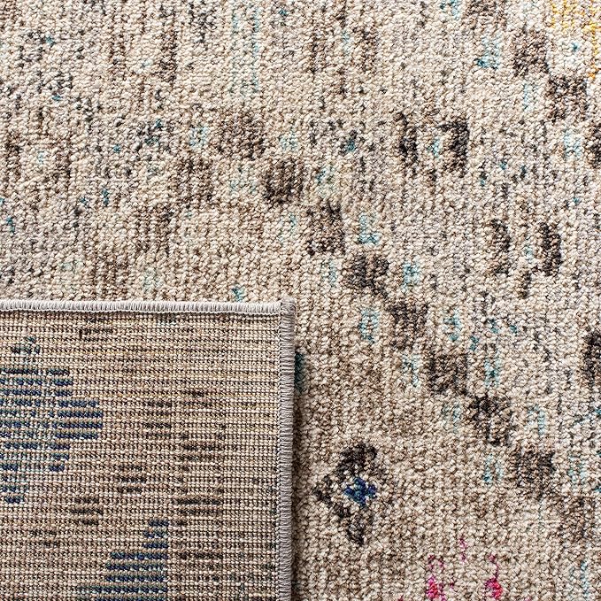 SAFAVIEH Madison Collection Runner Rug - 2'2" x 12', Grey & Yellow, Boho Diamond Distressed Design, Non-Shedding & Easy Care, Ideal for High Traffic Areas in Living Room, Bedroom (MAD418F)
