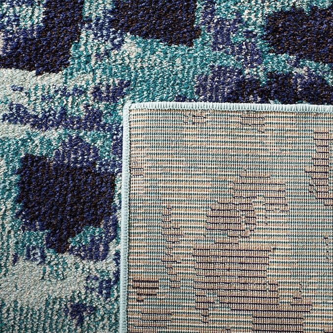 SAFAVIEH Monaco Collection Area Rug - 8' x 11', Light Blue & Multi, Boho Chic Abstract Watercolor Design, Non-Shedding & Easy Care, Ideal for High Traffic Areas in Living Room, Bedroom (MNC225J)