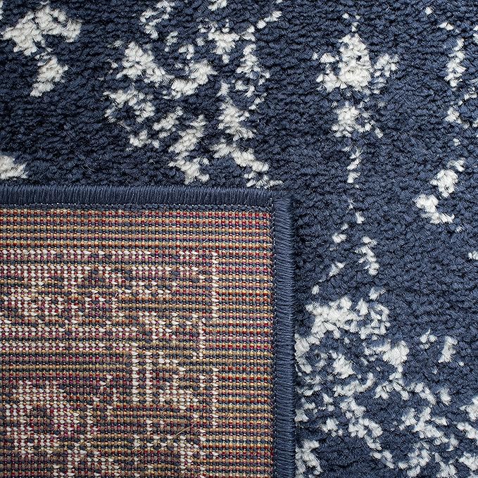 SAFAVIEH Adirondack Collection Runner Rug - 2'6" x 12', Navy & Ivory, Distressed Vintage Floral Design, Non-Shedding & Easy to Clean, Ideal for Hallway, Foyer, Entryway, Bedroom (ADR109N)
