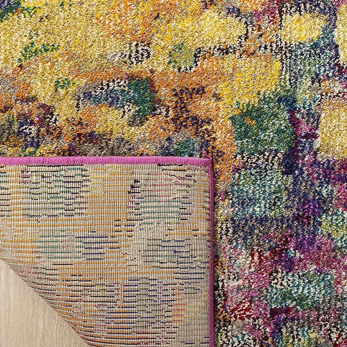 SAFAVIEH Monaco Collection Runner Rug - 2'3" x 20', Pink & Multi, Boho Chic Abstract Watercolor Design, Non-Shedding & Easy Care, Ideal for High Traffic Areas in Living Room, Bedroom (MNC225D)